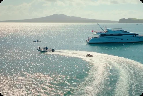 On-water activities during an Auckland private yacht charter